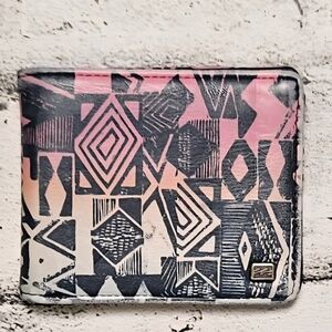 Billabong Graphic Wallet Pink Black Geometric Surf Y2K Bifold